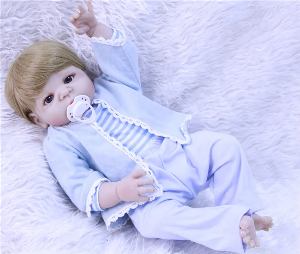 

DollMai full silicone reborn baby boy girl dolls toys gift blond hair bonecas bebes reborn menina de silicone menina 55 cm