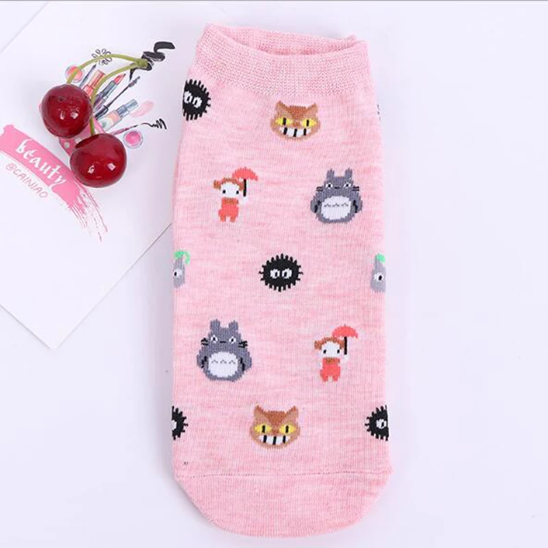 Morematch 1 Pair Women College Style Sock Cartoon Character Totoro Cotton Socks Leisure Socks 5 Colors Optional