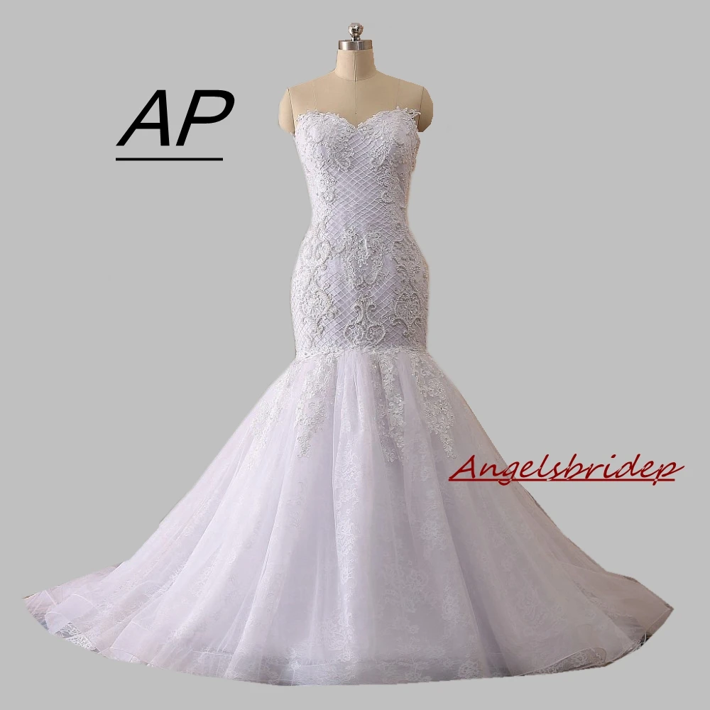 ANGELSBRIDEP Vestidos De Novia Милая Русалка свадебное платье с 3D кружевное аппликацией