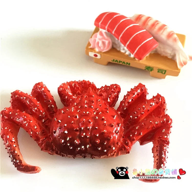 Магниты на холодильник японские морепродукты Кинг Краб лосося суши 3D магниты