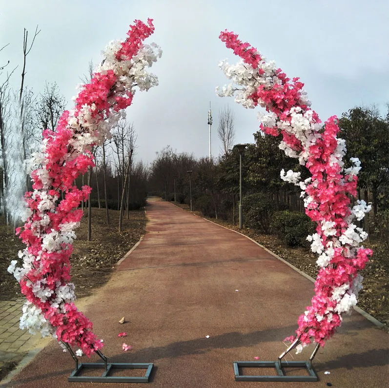 06 2,5 м искусственный вишневый цветок Арка Дверь дорога свинец Луна арка цветок вишня арки полка квадратный декор для вечерние свадебные декорации - Цвет: 06