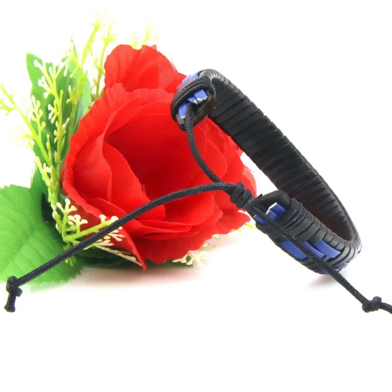 Latest Popular Adjustable Leather Bracelet For Men Charm Vintage Blue Weaving Wrap Couples Bracelets | Украшения и аксессуары