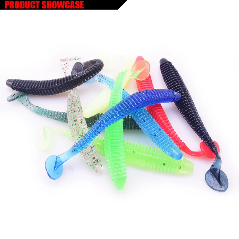 

10pcs/Lot Fishy Smell Worms Soft Lures 9.5cm 3g Fishing Jig Wobblers Silicone Artificial Bait Bass Pike Tail Swimbaits Tackle