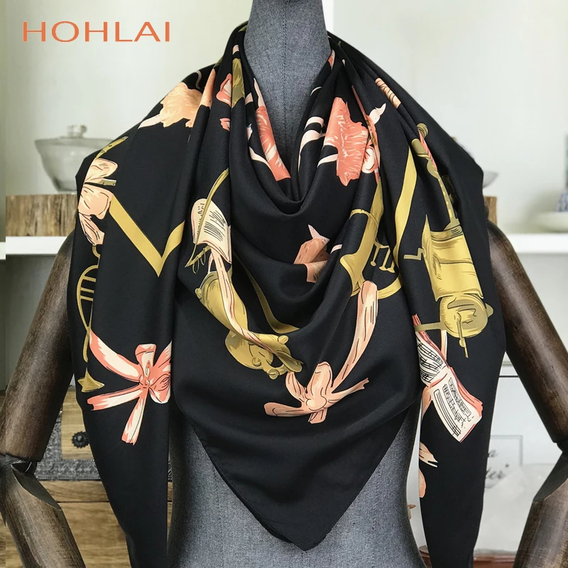 

130cm Twill Silk Women Scarf Eur Fashion Ballet dancer Print Square Scarves Wraps Headband Brand Gift Large Luxury Shawl Hijab