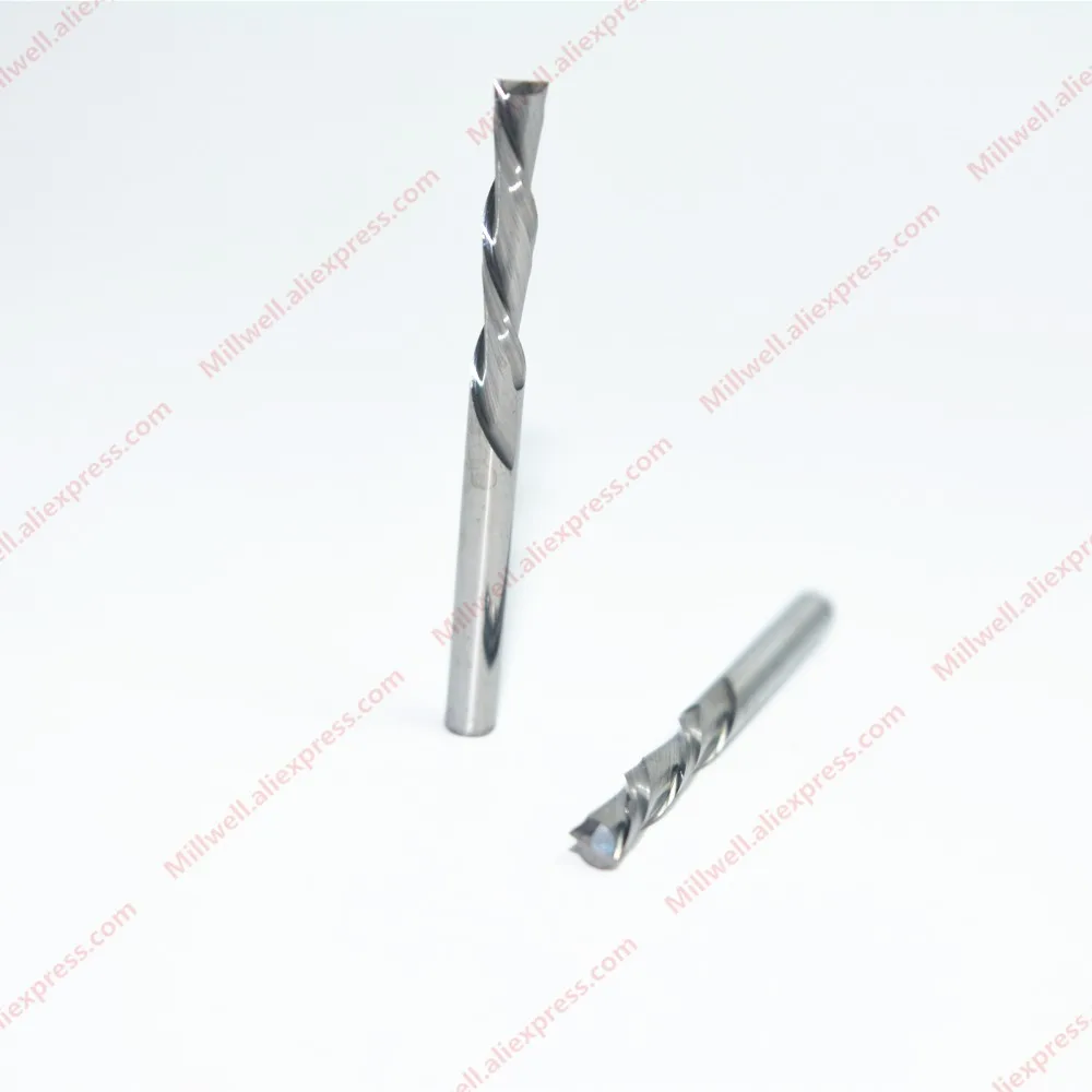 2PCS-3.175mm* 17mm, твердый карбид cnc Концевая мельница, деревообрабатывающий Вольфрам стальной роутер бит, 2 Флейта Левая спираль вниз резки фреза