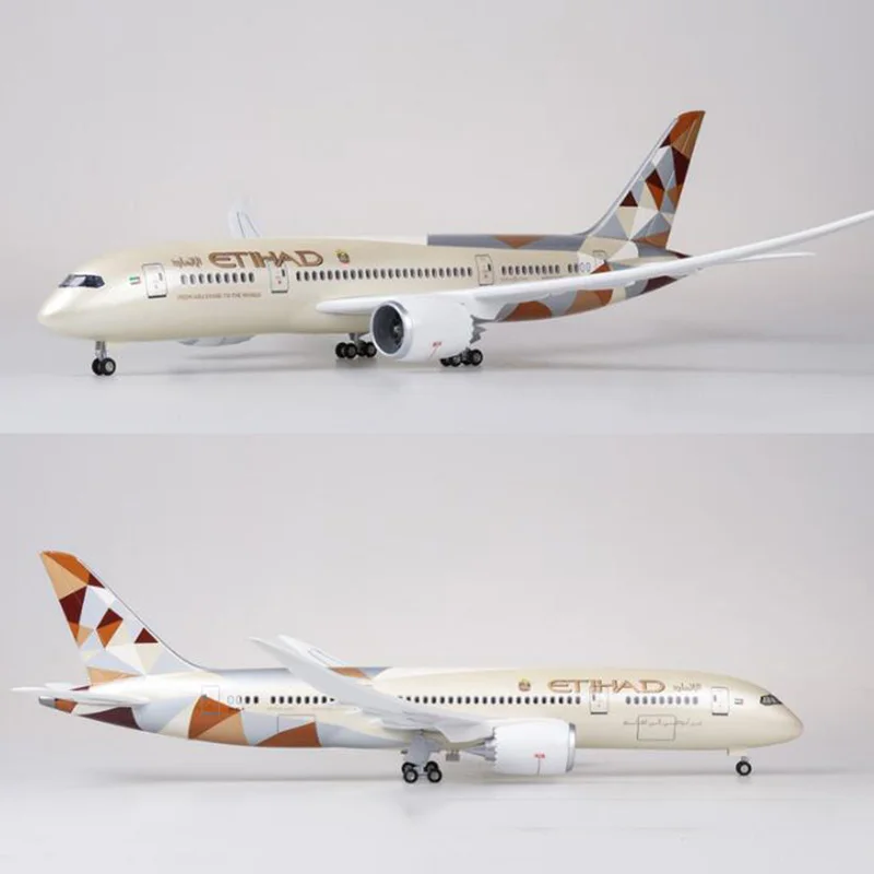 Самолет Boeing B787 Dreamliner Aircraft ETIHAD Airlines 47 см 1/130 весы Модель W светильник колеса литой