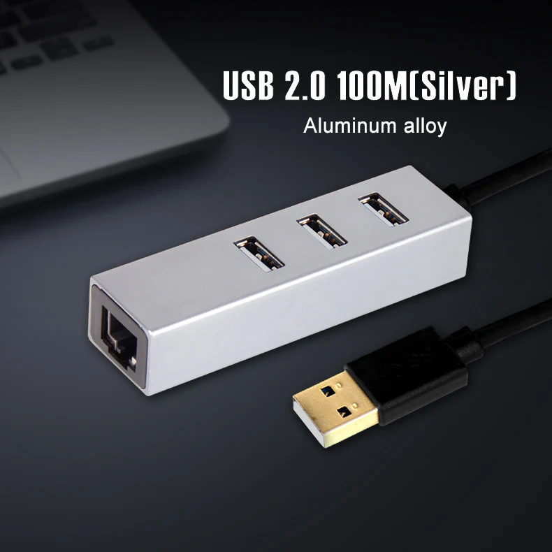 Usb 2.0 100M Silver Ofccom USB 3,0 Hub Ethernet сетевой адаптер 3 Порты USB 3,0 концентратор для RJ45 Lan 10/100/1000 м сетевая карта для Macbook оконные рамы - Цвет: Usb 2.0 100M Silver