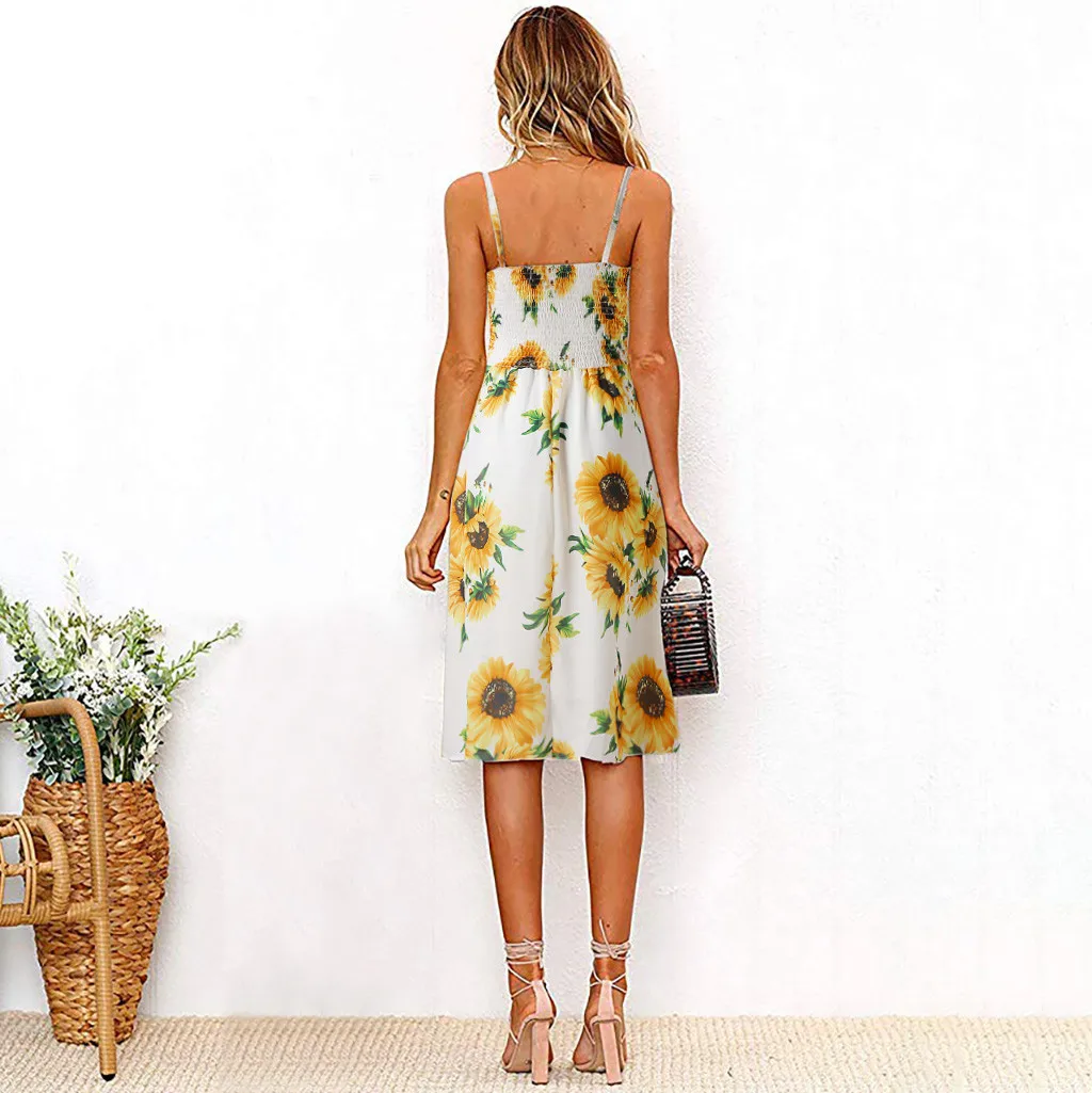 Женское кружевное платье с принтом подсолнуха JAYCOSIN летнее пляжное цветочным