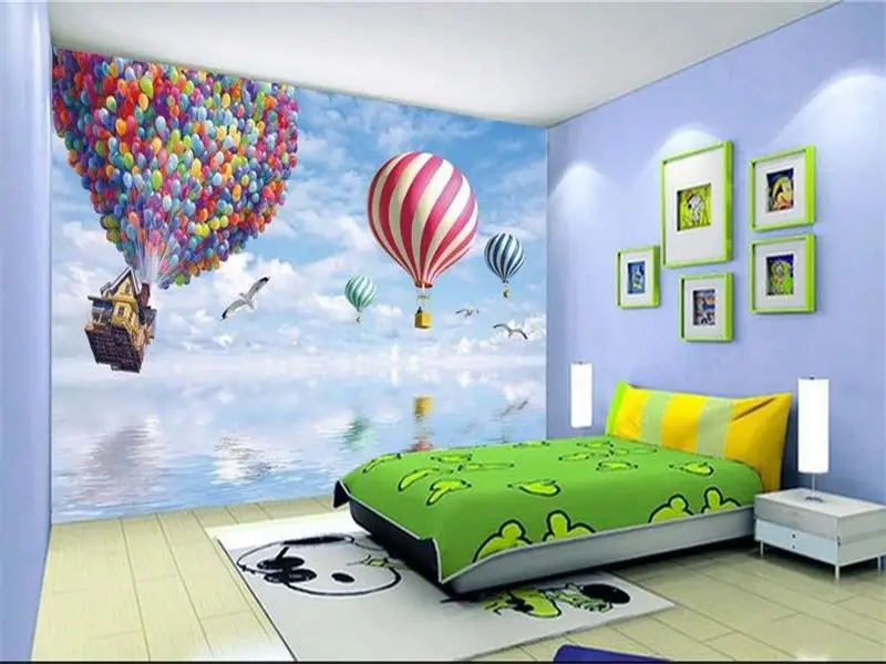 Детская комната обои на заказ 3d фотообои Диван ТВ фон Летающий дом 2 глобальная
