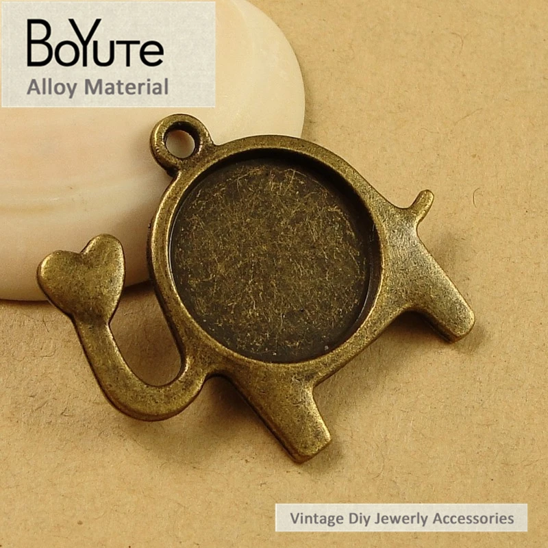 BoYuTe (50 Pieces/Lot) 14MM Cabochon Base Vintage Style Zinc Alloy Material Calf Elephant Bezel Pendants for Jewelry Making | Украшения и