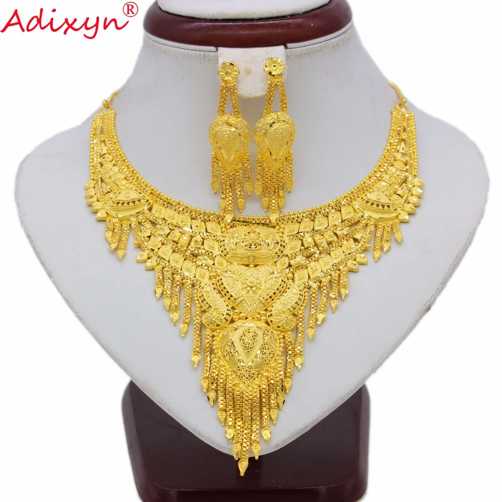 Adixyn India набор украшений для женщин девушки золотой цвет кисточки чокер с