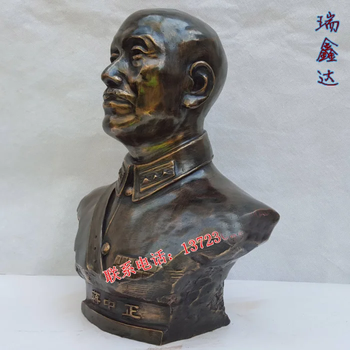 50 см Большой # TOP business ART China Taiwan GUOMIN DANG leader jiang jieshi - zhongzheng Бронзовая статуя портрета