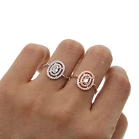 wholesale drop shipping cz jewelry copper brass high quality fashion elegance minimal adjust chain cz zirconia round charm ring