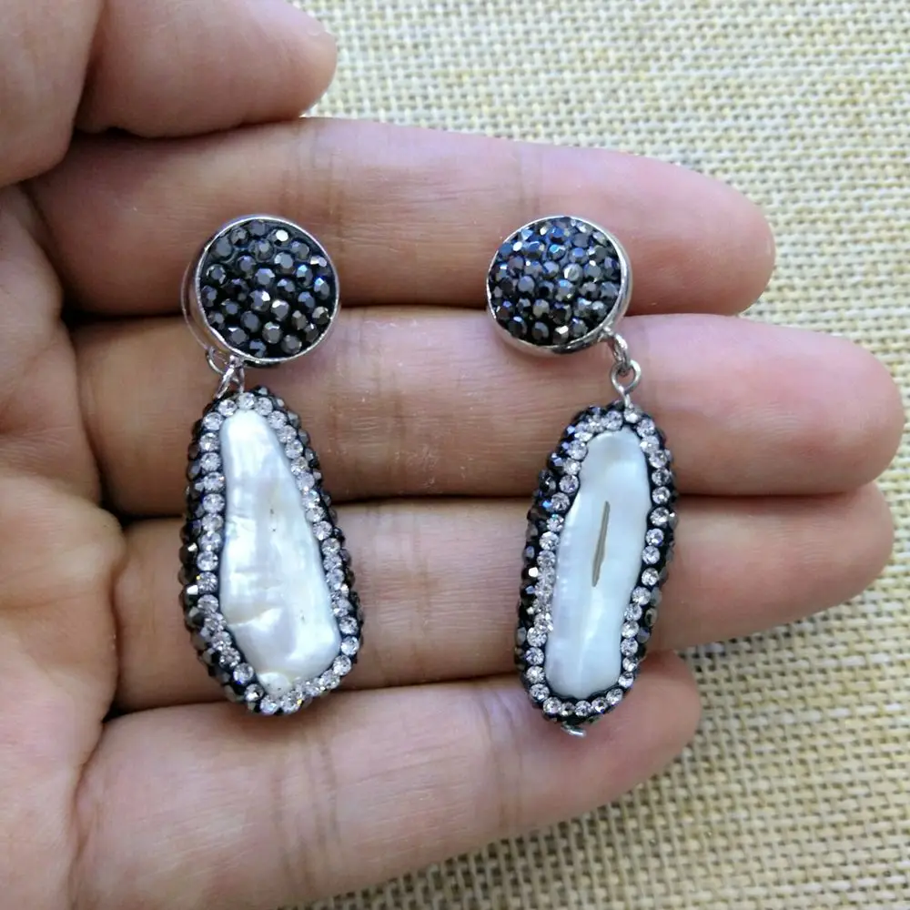 Серьги-подвески с натуральным жемчугом 2017 Модные женские ювелирные изделия