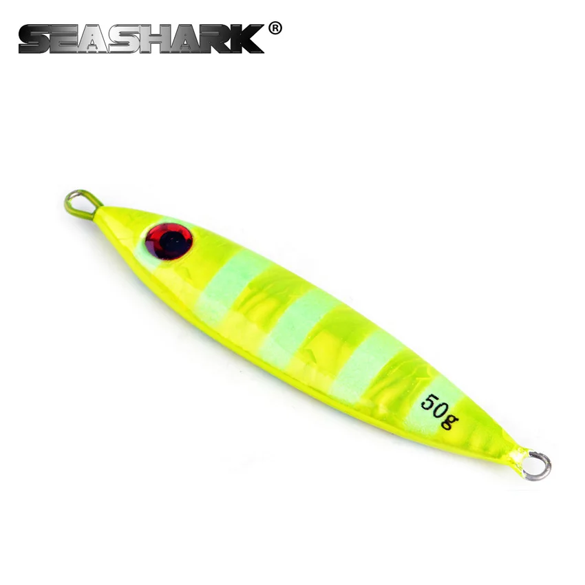 SEASHARK 30g 40g 50g 60g Metal Jigging Fishing Spoon Iron Plate Long shot Laser Luminous Lead Baits Sea Jig Lures | Спорт и