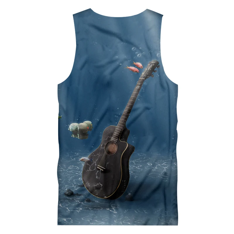 

UJWI Man Punk Rock Tank Top 3D Printed Funny Marine Guitar Big Size Harajuku Mens
