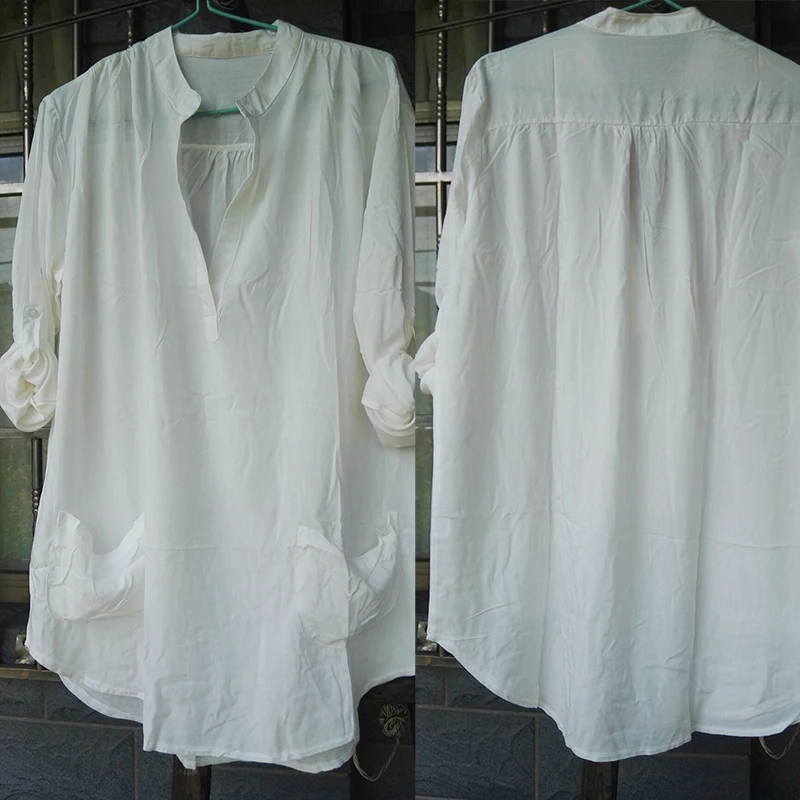 

New Cotton Beach Shirt Pocket Beach Cover up dress Tunic for Beach Bathing suit Women Kaftan Beach Wear Robe de plage Sarong