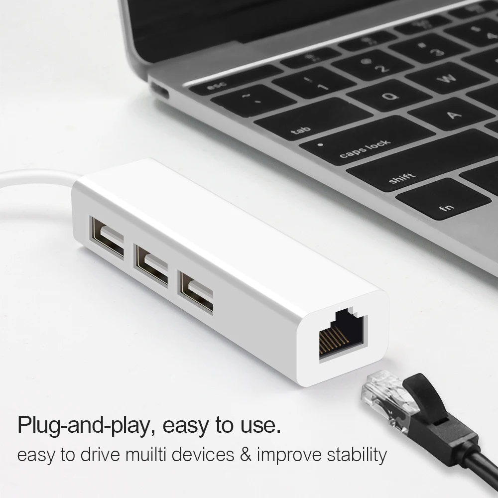 

3 Port USB2.0 HUB 2 in 1 USB Ethernet USB 2.0 OTG USB Type C To Rj45 Lan Adapter Multi Splitter USB-C For MacBook PC