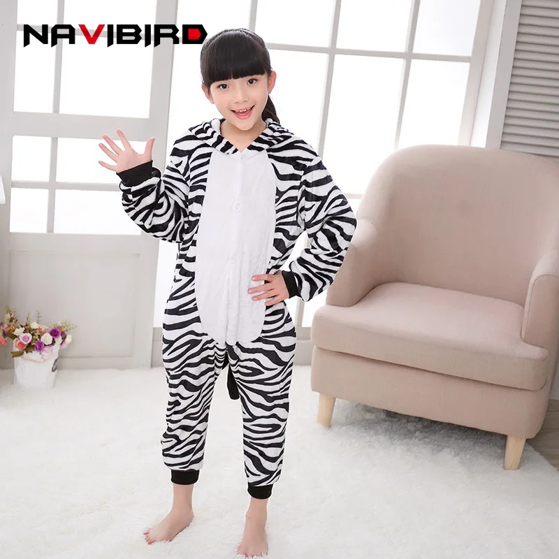 Детские фантазии кигуруми Зебра Onesie мальчик девочка фланель животных Хэллоуин
