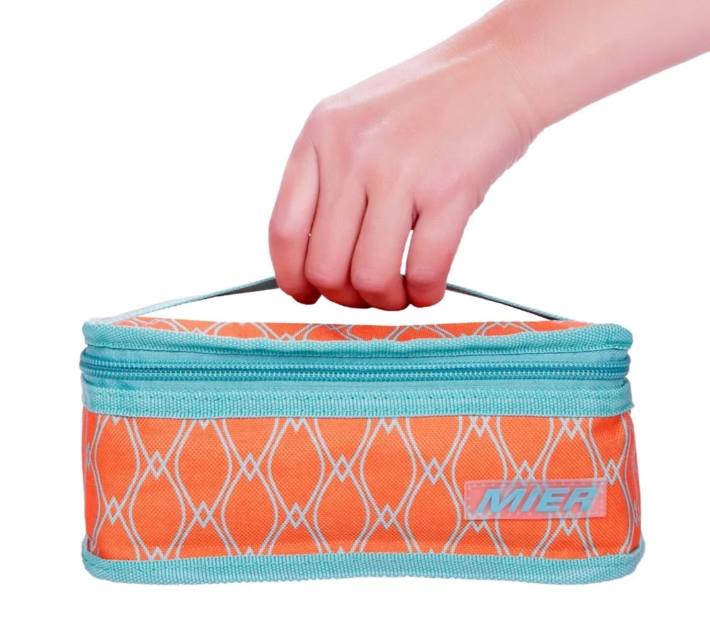

MIER Portable Thermal Insulated Cooler Bag Mini Lunch Bag for Kids, Black & Orange
