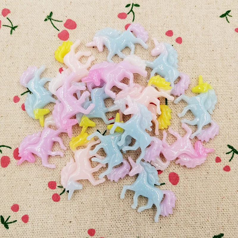 10 штук Kawaii плоские пластмассовые кабошон единорог с радужной гривой DIY ремесло украшения для ювелирных изделий серьги ручной работы: 22*30 мм