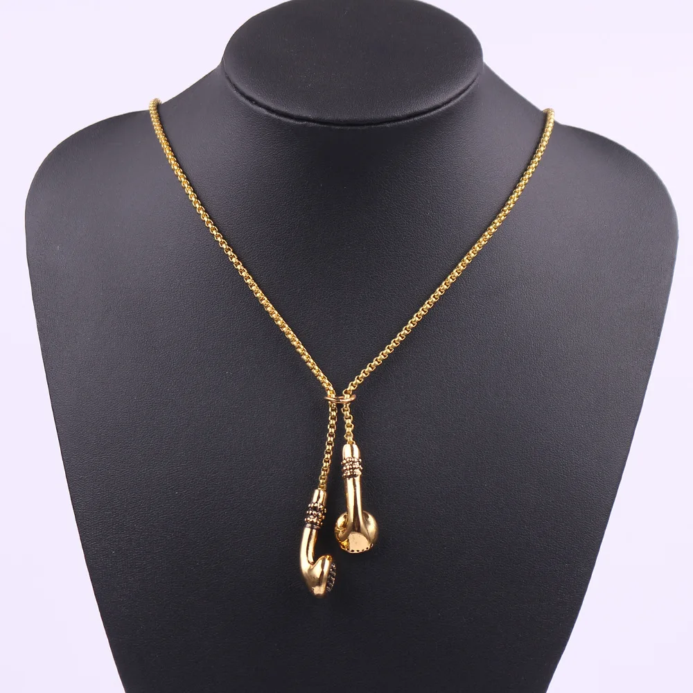 

MIARA.L chattering necklace hip hop fashion music headphones earbuds pendant metal men's wear accessories necklace