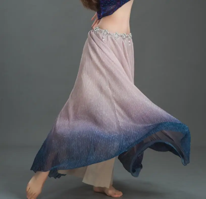 Pink Skirt Профессиональный сексуальный сетчатый танец живота платье танец живота костюмы Галстук Окрашенные юбки для танца живота для женщин девушек золотой - Цвет: Pink Skirt