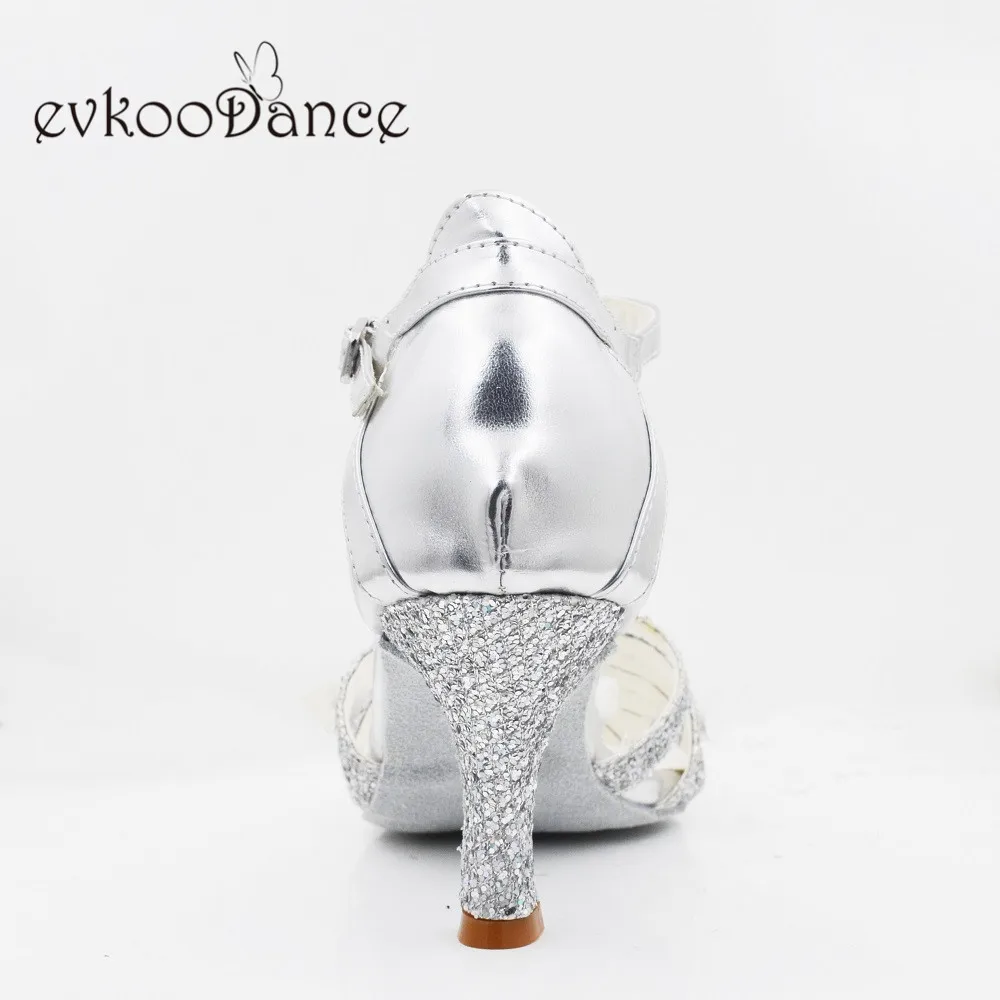 Профессиональная обувь Zapatos De Baile на каблуке 7 см серебристая искусственная кожа