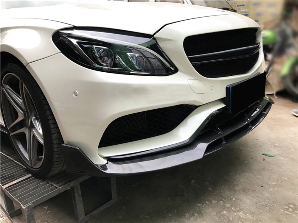 C Class углеродного волокна переднего бампера спойлер для Mercedes Benz W205 C63 AMG C180 C200 C260-17 стайлинга автомобилей