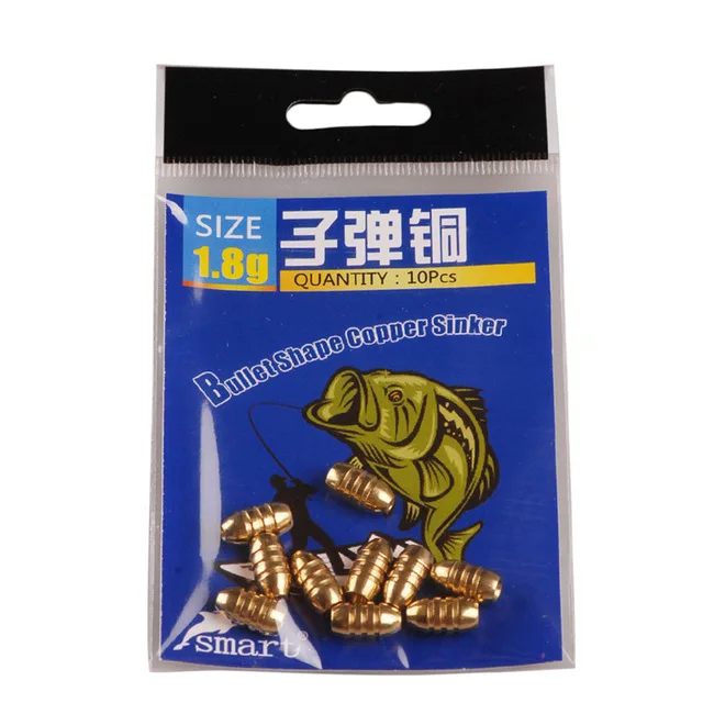 1.8g Умные медные свинцовые грузила, 50 шт./лот, 1,8 г, 3,5 г, 5 г, 7 г, 10 г, вес в ассортименте, в форме пули, рыболовные снасти, грузила, рыболовные инструменты - Цвет: 1.8g