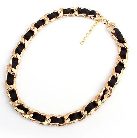 Трендовое золотистое большое массивное ожерелье чокер модное женское плетение