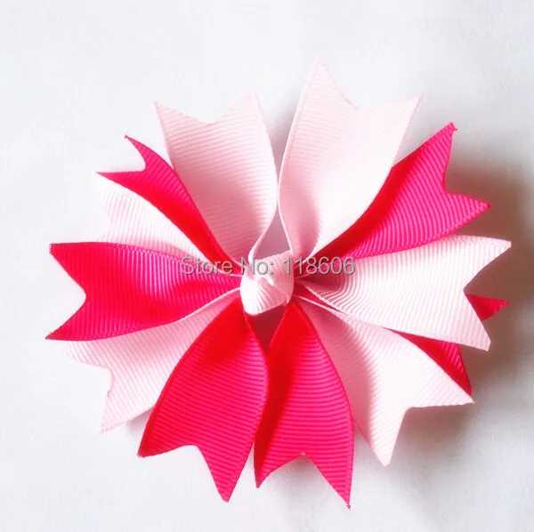 

50PCS/lot 3.5" Boutique Pretty in Pink Spike Hair Bow Free Shipping