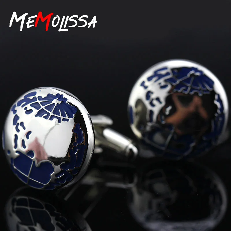 MeMolissa новые модные запонки в виде синей земли карты мира подарок для мужчин