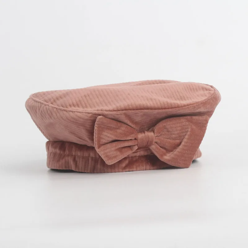 Женский Бархатный берет ROSELUOSI с бантом женский милый однотонный шапка для осени и