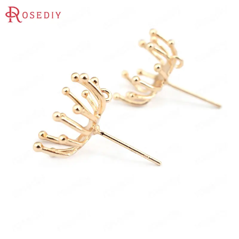 Wholesale Flower 12*8mm 24K Champagne Gold color Dandelion Copper Earrings Stud Diy Jewelry Findings 6 pcs(JM5605) | Украшения и