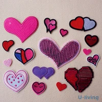 1pcs mix hearts patch for clothing iron on embroidered sew applique cute patch fabric badge garment diy apparel accessories 123