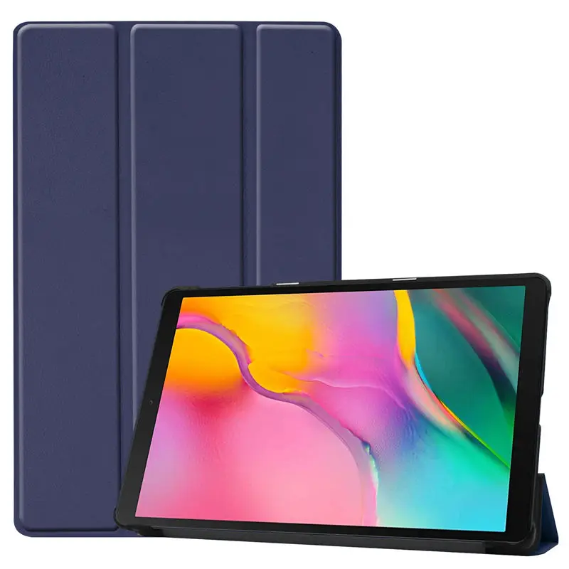Dark blue Чехол для samsung Galaxy Tab A 10,1 T510 T515 SM-T510 чехол Funda для планшета тонкий защитный чехол с подставкой+ стилус+ пленка - Цвет: Dark blue