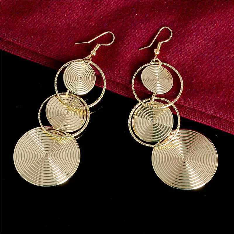 H:HYDE New Arrival Long Earrings Pendientes Mujer Jewelry Round Dangle For Women Gold Color Bijoux Fashion DY | Украшения и