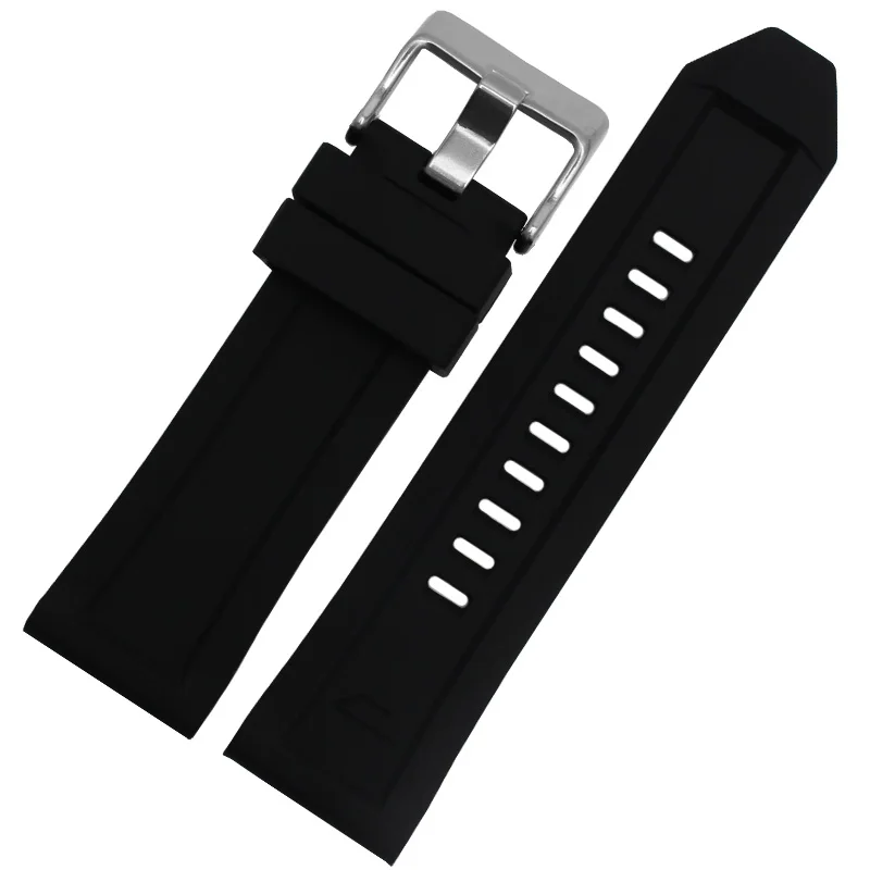 Black silver buckle 24 мм 26 мм Браслет Водонепроницаемый силиконовый ремешок для часов для дизельных часов DZ7370 DZ7333 DZ7317 DZT2006 мужской ремешок - Цвет ремешка: Black silver buckle