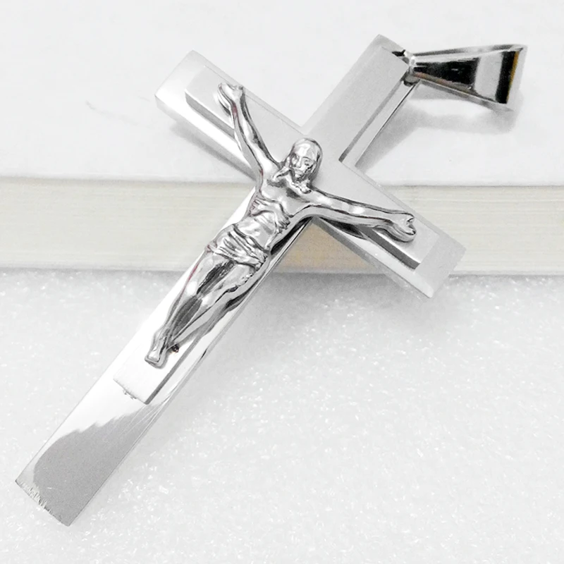 2019 big jesus cross necklace pendants men jewelry 316 stainless steel floating locket charms Christian Crucifix pingente