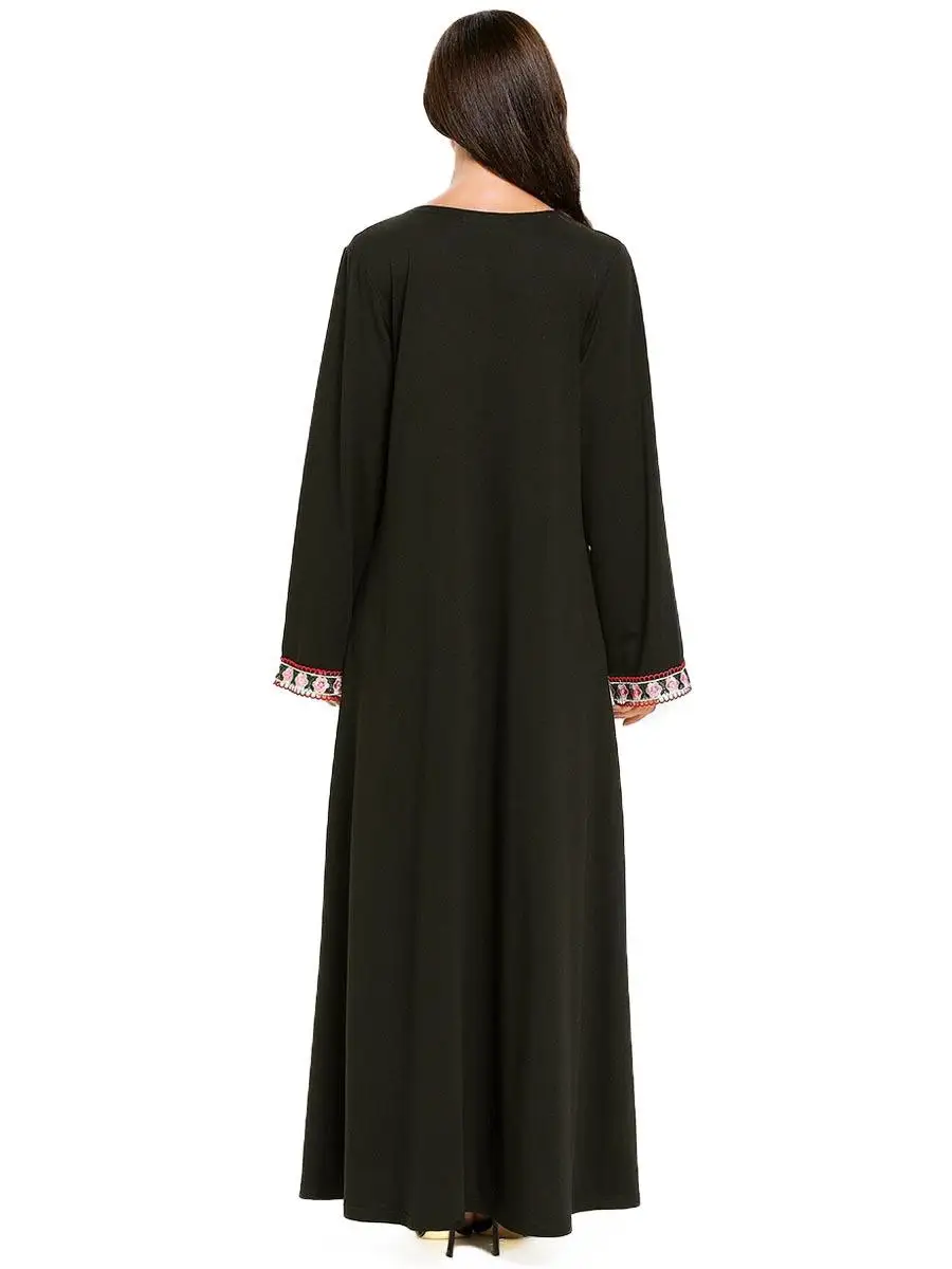 New Muslim Women Maxi Dress Floral Abaya Long Sleeve Robe Gown Dubai Kaftan Jilbab Islamic Casual Clothing Vintage Ethnic | Тематическая