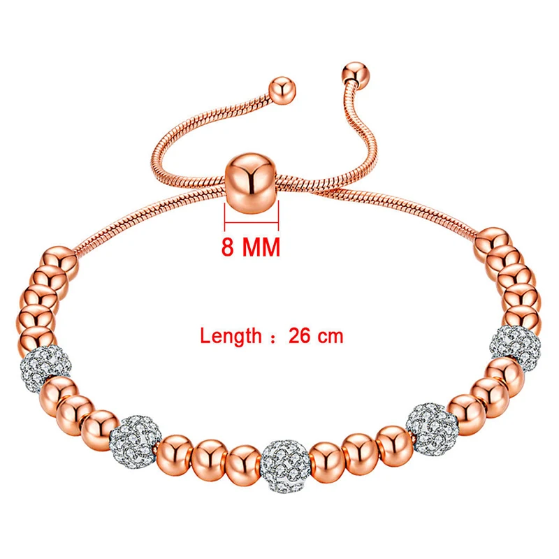 DoreenBeads модный браслет из нержавеющей стали серебряный цвет розовое золото бусины