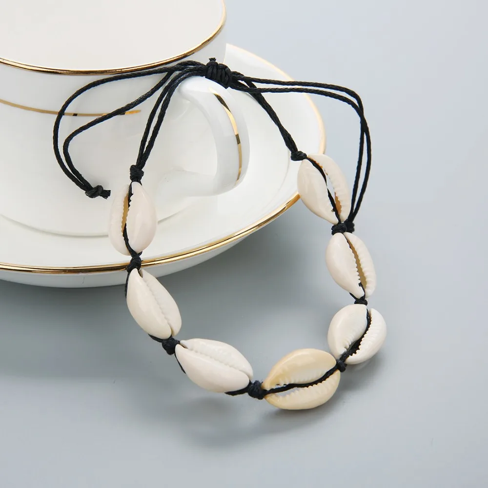 Sauvoo Boho Natural Shells Charm Bracelets for Women Handmade Seashell Hand Knit Hawaii Beach Rope Bracelet &amp Bangle | Украшения и