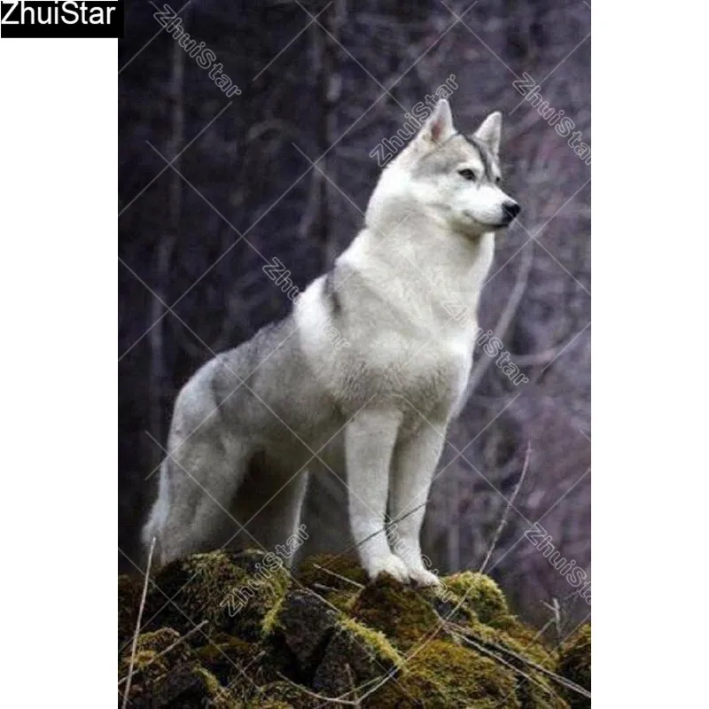 

Full Square 5D DIY Diamond Painting "White Wolf" Embroidery Cross Stitch Mosaic Home Decor Gift CJ51