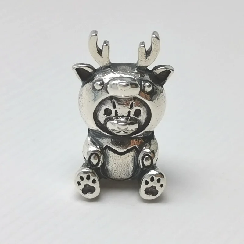 Подвески в виде оленя и медведя из стерлингового серебра 925 пробы бусины животных