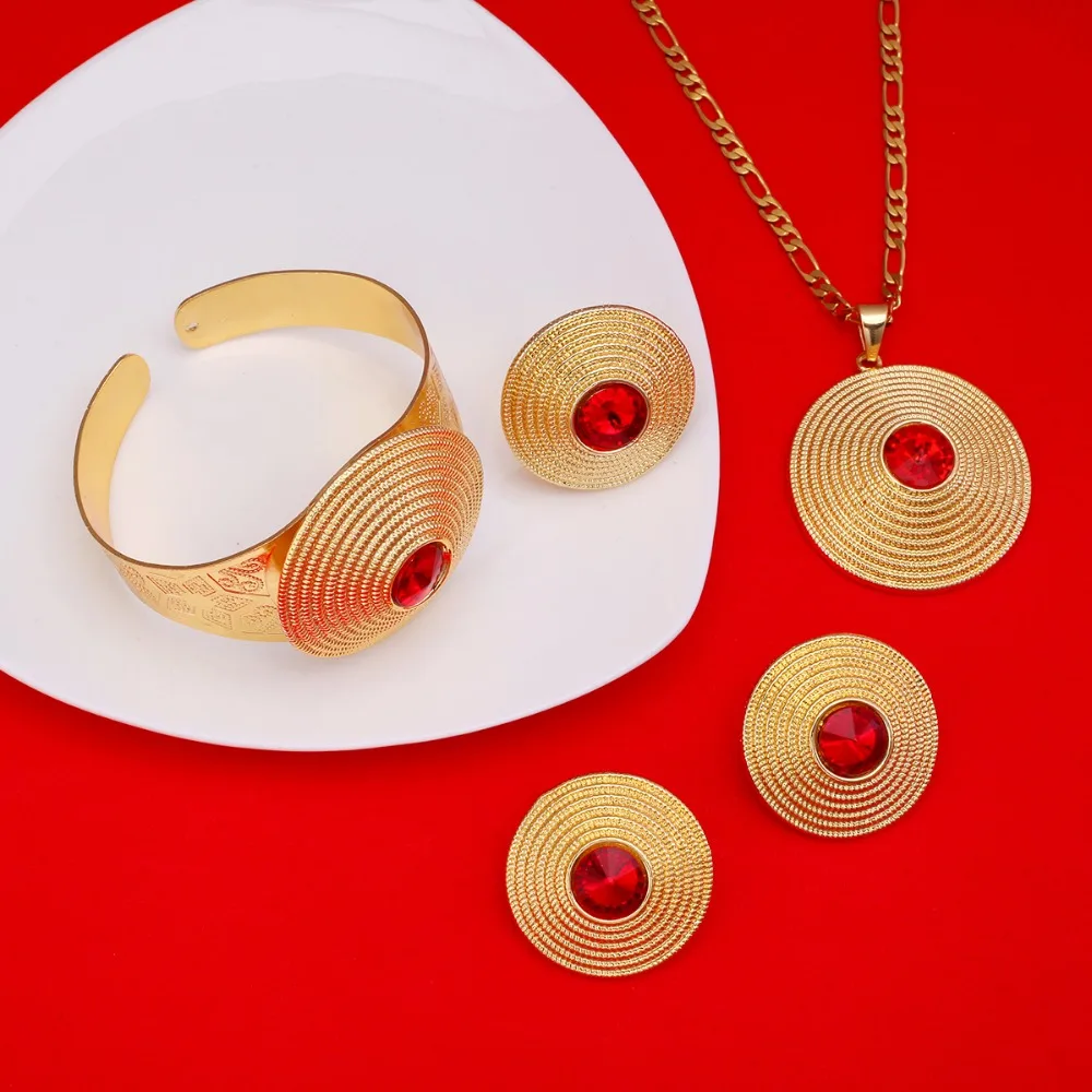 Новое поступление камень круглый Эфиопский крест набор ювелирных изделий