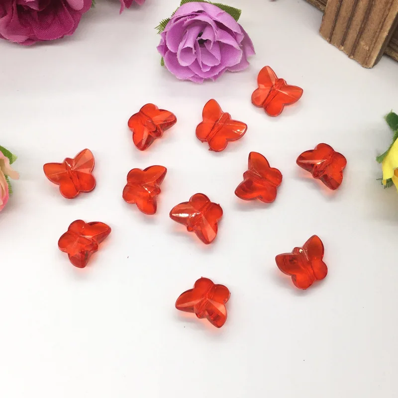 92 шт/14 мм смешанные маленькие бабочки Diy аксессуары якели бусины, бусины ручной работы, пластиковые одиночные бусины оптом