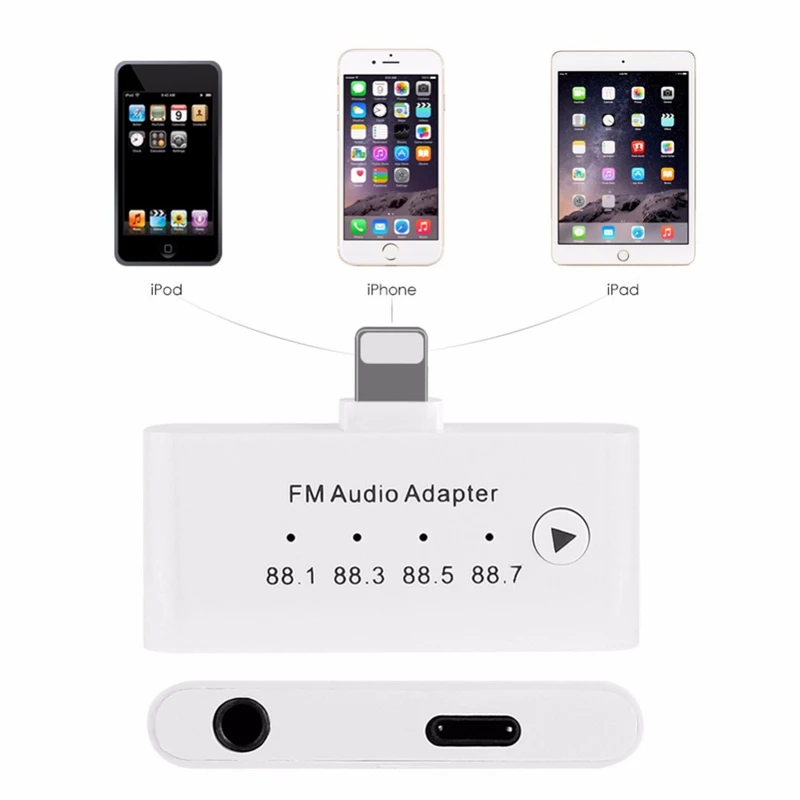 3 в 1 для Apple интерфейс 5 мм Famle Aux FM аудио передатчик Комплект адаптер iPhone 6 6s 7 7plus 8 8s