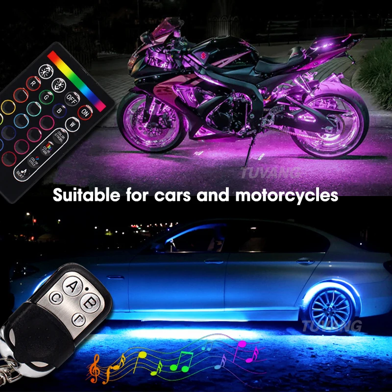 12 шт. разноцветные светодиодные ленты RGB для мотоциклетного нижнего