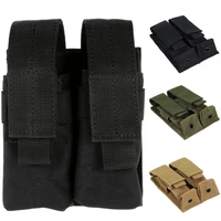 abay 9mm tactical double molle magazine pouch flashlight holder airsoft gun accessories hunting waist belt mag bag